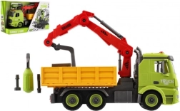 Schroefbaar bouwvoertuig met kraan, 31 cm, frictie-aandrijving, licht en geluid