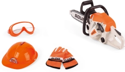 Toy chainsaw with effects 35 cm – kids set with helmet and goggles