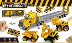 Camion remorqueur – dépanneuse avec véhicules de chantier