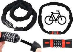 Chain bike lock with 5-digit combination code