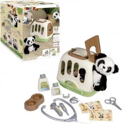 Kinder dierenartsenset 2-in-1 met pluche panda en draagkooi