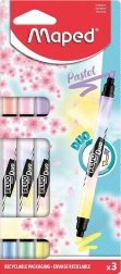 Surligneurs MAPED Fluo Peps Duo Pastel, set de 3 pièces