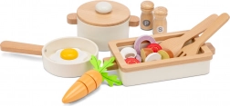 Houten servies-set voor de kinderkeuken