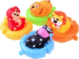 Rubberen dieren op drijvende puzzels