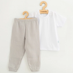 Kinderkatoenen set T‑shirt en mousseline broek New Baby Kindergarten lichtgrijs 104 (3–4 jaar)