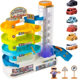 Interactieve parkeergarage met lift en spiraalvormige ramp voor kinderen