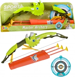 Groene boog Dinosaurus met pijlen met zuignappen en doelwit