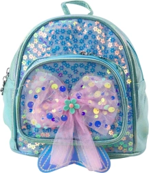 Sac à dos enfant bleu avec nœud pailleté 20 cm 3,8 L