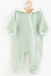 Baby muslin overall met capuchon in saliegroen