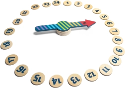 Houten buitenspel Draai de pijl – kleuren en cijfers