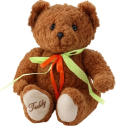 Ourson en peluche avec nœud 30 cm, marron
