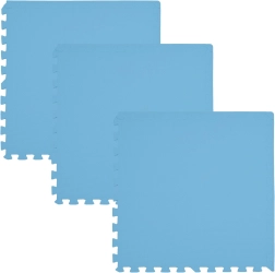 Soft foam mat HUMBI 180 × 60 cm – large waterproof foam puzzle, light blue, 3 pieces
