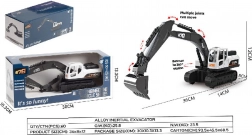 Metalen witte graafmachine op rupsbanden