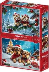 Puzzle Christmas Kittens and Puppies 2×500 pieces