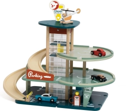 Classic World meerlaagse parkeerplaats met auto’s, helikopter, wasstraat en tankstation