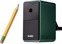 Taille-crayon à manivelle avec réservoir et réglage de lame vert