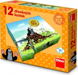 Dino Wooden Cubes Krteček - Krtek's Year, 12 pcs