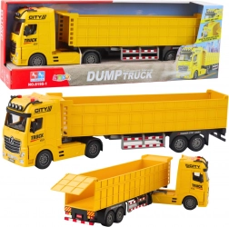 Gele vrachtwagenspeelset met oplegger en geluideffecten