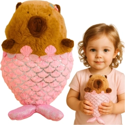 Capybara en peluche sirène rose 28 cm
