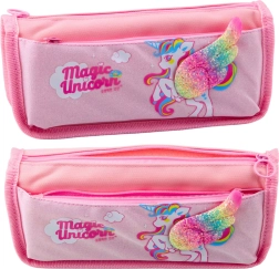 Schulmäppchen Einhorn mit Brokatflügel 3D rosa