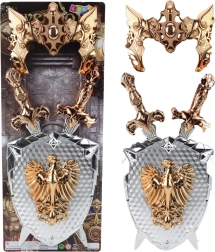 Children's Knight Set Shield With Two Swords And Mask Golden Eagle