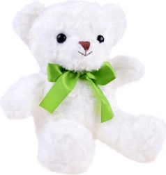 Pluchen witte teddybeer met groene strik 30 cm