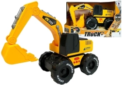Toy excavator with friction drive, lights and sounds