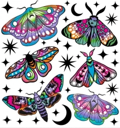 gekleurde strijkapplicaties – kleine motten, klein vel