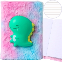 Plush Notebook with 3D Green Dinosaur