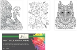 Voorbedrukt canvasdoek om te schilderen 20 × 15 cm – wolf, pauw en boeket