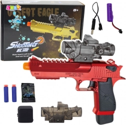 Elektrisch kinderspeelgoedpistool voor gelballetjes en foam pijltjes – rood