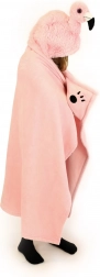 Cozy Noxxiez flamingo – warme kinderponcho-deken met capuchon en pootvormige zakken