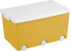 Boîte à jouets polyvalente sur roulettes Tega jaune