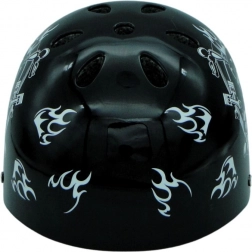 Fiets- en skatehelm met schedelmotief – zwart‑zilver