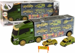 Groene transportvrachtwagen voor speelgoedauto’s