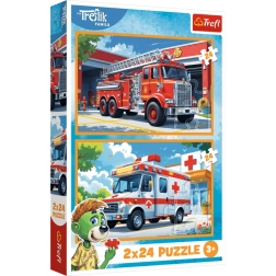 Ensemble de puzzles 2×24 pièces – pompiers et ambulance