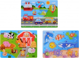 Houten puzzel met knop voor de allerkleinsten