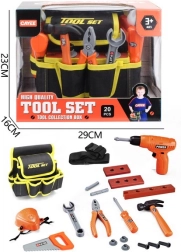 Gereedschap voor kinderen met textiele riem en interactieve boormachine