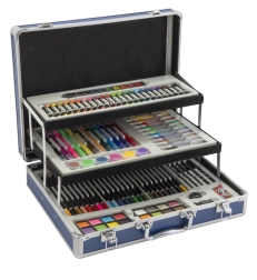 Metalen uitklapbare schilderskoffer – complete creatieve set 140 stuks