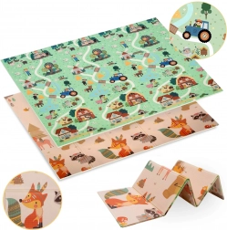 Dubbelzijdige opvouwbare XPE-schuim speelmat 180 × 200 cm bos en dorp Humbi