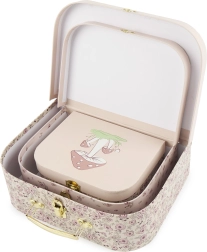 Set de trois petites valises en carton avec le faon Ella – dreamy flowers