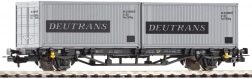 Piko plattewagen Lgs579 met 2× 20' containers DEUTRANS DR, tijdperk IV