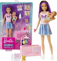 Barbie Skipper Oppas – wiegje en baby speelset