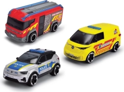 Reddingsset Dickie SOS 3-pack – brandweer-, politie- en ambulancevoertuig 1:36