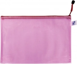 Mesh zipper pouch A5 – pink (pack of 5)