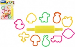 Uitsteekvormpjes voor klei NARA met plastic roller - 11 stuks