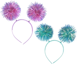 Feest diadeem met glinsterende pompon-bollen