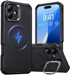ESR Cyber Tough HaloLock-hoesje met standaard voor iPhone 16 Plus zwart