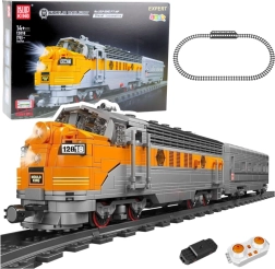 Bouwset RC-trein grijs-geel 1751 stukjes met afstandsbediening en rails