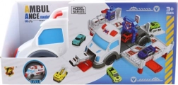 Uitschuifbare ambulance met reddingsbasis en autootjes